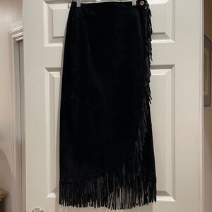 Saguaro leather fringe skirt NWT black size 4
